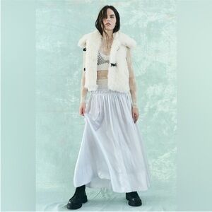 Free People Aster Silver Boho Maxi Skirt Chic Festival Goddess Lace Sz M NWT